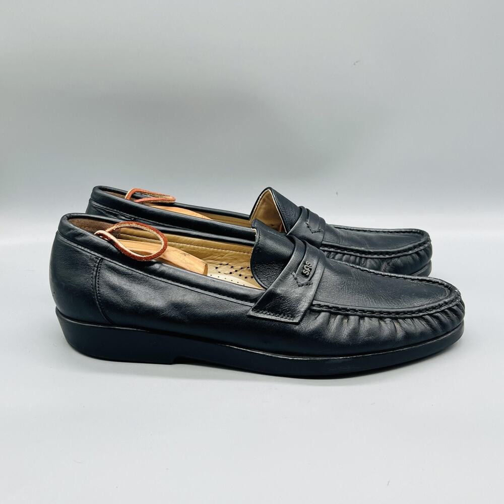 SAS Shoes Mens 12 Black Leather Handsewn Penny Loafers Slip On Casual Comfort